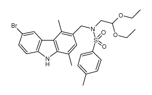 N-(6-bromo-1,4-dimethyl-9H-carbazol-3-ylmethyl)-N-(2,2-diethoxyethyl)-4-methylbenzenesulfonamide结构式