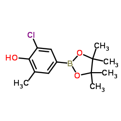 2-Chloro-6-methyl-4-(4,4,5,5-tetramethyl-1,3,2-dioxaborolan-2-yl)phenol Structure