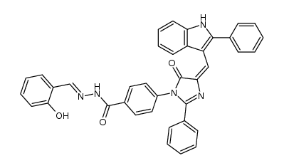 N'-(2-hydroxybenzylidene)-4-(5-oxo-2-phenyl-4-((2-phenyl-1H-indol-3-yl)methylene)-4,5-dihydro-1H-imidazol-1-yl)benzohydrazide结构式