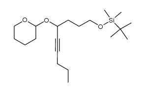 tert-butyldimethyl((4-((tetrahydro-2H-pyran-2-yl)oxy)non-5-yn-1-yl)oxy)silane结构式