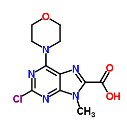2-Chloro-9-Methyl-6-Morpholino-9H-purine-8-carboxylic acid structure