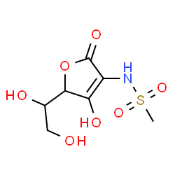 Methanesulfonamide,N-[5-(1,2-dihydroxyethyl)-2,5-dihydro-4-hydroxy-2-oxo-3-furanyl]- (9CI)结构式