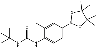 N-叔丁基-N'-[2-甲基-4-(4,4,5,5-四甲基-1,3,2-二氧硼杂环戊烷-2-基)苯基]脲结构式