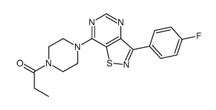 Piperazine, 1-[3-(4-fluorophenyl)isothiazolo[4,5-d]pyrimidin-7-yl]-4-(1-oxopropyl)- (9CI)结构式