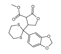 4-(2-benzo[1,3]dioxol-5-yl-[1,3]dithian-2-yl)-2-oxo-tetrahydro-furan-3-carboxylic acid methyl ester结构式