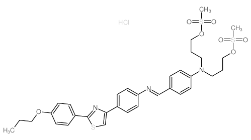 N,N-bis(3-methylsulfonyloxypropyl)-4-[[4-[2-(4-propoxyphenyl)-1,3-thiazol-4-yl]phenyl]iminomethyl]aniline结构式
