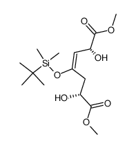 (Z)-(2R,6R)-4-(tert-Butyl-dimethyl-silanyloxy)-2,6-dihydroxy-hept-3-enedioic acid dimethyl ester结构式