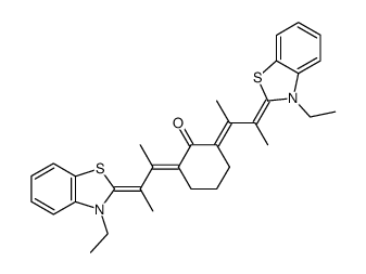 2,6-Bis-[2-[3-ethyl-3H-benzothiazol-(2Z)-ylidene]-1-methyl-prop-(E)-ylidene]-cyclohexanone结构式