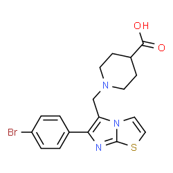 1-[6-(4-BROMO-PHENYL)-IMIDAZO[2,1-B]THIAZOL-5-YLMETHYL]-PIPERIDINE-4-CARBOXYLICACID结构式