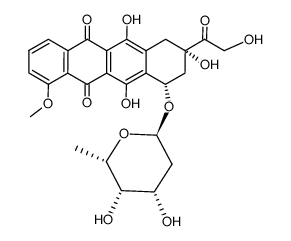 7-O-(2,6-dideoxy-α-L-lyxo-hexopyranosyl)adriamycinone结构式