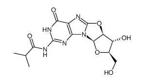 N2-isobutyryl-8,2'-anhydro-8-oxy-9β-D-arabinofuranosylguanine结构式