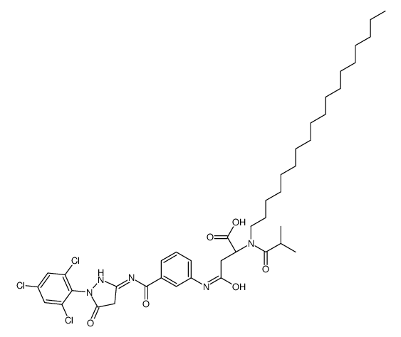 N-[3-[[[4,5-dihydro-5-oxo-1-(2,4,6-trichlorophenyl)-1H-pyrazol-3-yl]amino]carbonyl]phenyl]-N2-(2-methylpropionyl)-N2-octadecyl-L-asparagine结构式