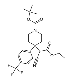 tert-butyl 4-(1-cyano-2-ethoxy-2-oxoethyl)-4-(4-(trifluoromethyl)phenyl)piperidine-1-carboxylate Structure