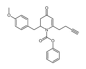 6-But-3-ynyl-2-(4-methoxy-benzyl)-4-oxo-3,4-dihydro-2H-pyridine-1-carboxylic acid phenyl ester结构式