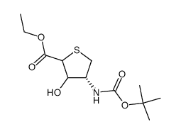 (R)-4-tert-Butoxycarbonylamino-3-hydroxy-tetrahydro-thiophene-2-carboxylic acid ethyl ester结构式