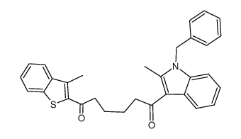 1-(1-benzyl-2-methyl-1H-indol-3-yl)-6-(3-methyl-benzo[b]thiophen-2-yl)-hexane-1,6-dione结构式
