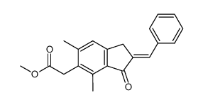 2-benzylidene-6-methoxycarbonylmethyl-5,7-dimethylindan-1-one结构式