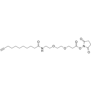 Propargyl-C8-amido-PEG2-NHS ester structure