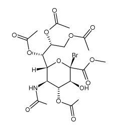 methyl 5-acetamido-4,7,8,9-tetra-O-acetyl-2-bromo-2,5-dideoxy-β-D-erythro-L-gluco-2-nonulopyranosonate结构式