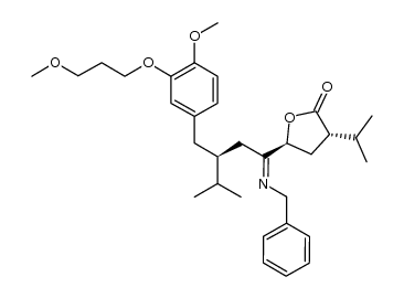 (3S,5S)-5-((S)-1-(benzylimino)-3-(4-methoxy-3-(3-methoxypropoxy)benzyl)-4-methylpentyl)-3-isopropyldihydrofuran-2(3H)-one结构式