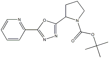 1-Pyrrolidinecarboxylic acid, 2-[5-(2-pyridinyl)-1,3,4-oxadiazol-2-yl]-, 1,1-dimethylethyl ester结构式