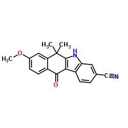 8-Methoxy-6,6-dimethyl-11-oxo-6,11-dihydro-5H-benzo[b]carbazole-3-carbonitrile结构式