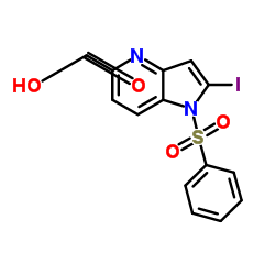 2-Iodo-1-(phenylsulfonyl)-1H-pyrrolo[3,2-b]pyridine-5-carboxylic acid结构式