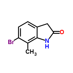 6-Bromo-7-methyl-1,3-dihydro-2H-indol-2-one结构式