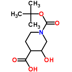 1-(叔丁氧羰基)-3-羟基哌啶-4-羧酸结构式