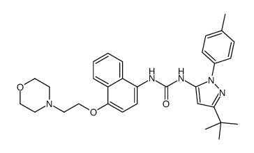 1-[1-(4-Methylphenyl)-3-(2-methyl-2-propanyl)-1H-pyrazol-5-yl]-3- {4-[2-(4-morpholinyl)ethoxy]-1-naphthyl}ure Structure