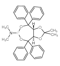 (3aR,8aR)-(-)-(2,2-二甲基-4,4,8,8-四苯基-四氢-[1,3]二氧杂环[4,5-e][1,3,2]二氧磷庚-6-基)二甲胺结构式