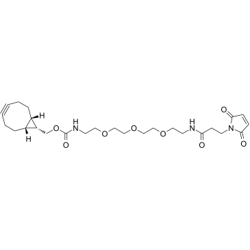 endo-Bicyclo[6.1.0]non-4-yn-9-ylmethyl (15-(2,5-dioxo-2,5-dihydro-1H-pyrrol-1-yl)-13-oxo-3,6,9-trioxa-12-azapentadecyl)carbamate Structure