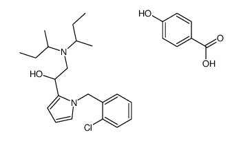 1-[1-[(2-chlorophenyl)methyl]pyrrol-2-yl]-2-[di(butan-2-yl)amino]ethanol,4-hydroxybenzoic acid结构式