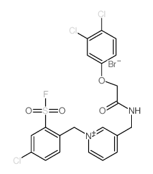 Pyridinium,1-[[4-chloro-2-(fluorosulfonyl)phenyl]methyl]-3-[[[2-(3,4-dichlorophenoxy)acetyl]amino]methyl]-,bromide (1:1) structure