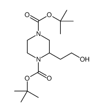 Bis(2-methyl-2-propanyl) 2-(2-hydroxyethyl)-1,4-piperazinedicarbo xylate Structure