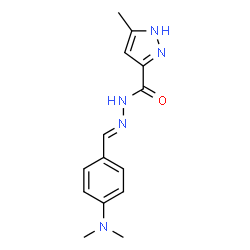 (E)-N-(4-(dimethylamino)benzylidene)-3-methyl-1H-pyrazole-5-carbohydrazide structure