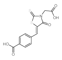 3-Thiazolidineaceticacid, 5-[(4-carboxyphenyl)methylene]-4-oxo-2-thioxo-结构式