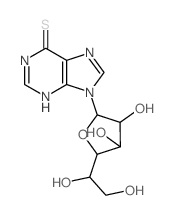 9-[5-(1,2-dihydroxyethyl)-3,4-dihydroxy-oxolan-2-yl]-3H-purine-6-thione结构式