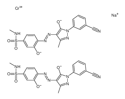 sodium bis[-4-[[1-(3-cyanophenyl)-4,5-dihydro-3-methyl-5-oxo-1H-pyrazol-4-yl]azo]-3-hydroxy-N-methylbenzene-1-sulphonamidato(2-)]chromate(1-)结构式