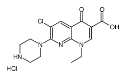 6-chloro-1-ethyl-4-oxo-7-piperazin-1-yl-1,8-naphthyridine-3-carboxylic acid,hydrochloride Structure
