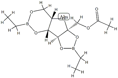 2-O,3-O:4-O,6-O-Bis(ethylboranediyl)-α-L-sorbofuranose 1-acetate structure