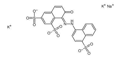 7-hydroxy-8-[(4-sulpho-1-naphthyl)azo]naphthalene-1,3-disulphonic acid, potassium sodium salt structure