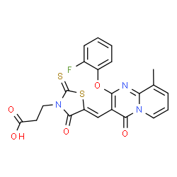 3-[(5Z)-5-{[2-(2-fluorophenoxy)-9-methyl-4-oxo-4H-pyrido[1,2-a]pyrimidin-3-yl]methylidene}-4-oxo-2-thioxo-1,3-thiazolidin-3-yl]propanoic acid picture