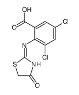 (E)-3,5-dichloro-2-((4-oxothiazolidin-2-ylidene)amino)benzoic acid结构式