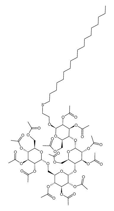 2-(octadecylthio)ethyl 2,3,6-tri-O-acetyl-4-O-(2,3,6-tri-O-acetyl-4-O-(2,3,4-tri-O-acetyl-6-O-(2,3,4,6-tetra-O-acetyl-α-D-glucopyranosyl)-α-D-glucopyranosyl)-α-D-glucopyranosyl)-β-D-glucopyranoside结构式