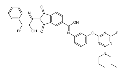 2-(4-bromo-3-hydroxy-2-quinolyl)-N-[3-[[4-(dibutylamino)-6-fluoro-1,3,5-triazin-2-yl]oxy]phenyl]-2,3-dihydro-1,3-dioxo-1H-indene-5-carboxamide结构式