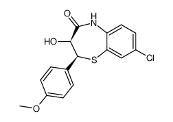 (+)-(2S,3S)-8-chloro-3-hydroxy-2-(4-methoxyphenyl)-2,3-dihydro-5H-1,5-benzothiazepin-4-one结构式