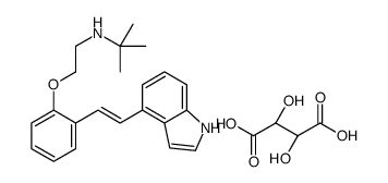 (2R,3R)-2,3-dihydroxybutanedioic acid,N-[2-[2-[(E)-2-(1H-indol-4-yl)ethenyl]phenoxy]ethyl]-2-methylpropan-2-amine Structure