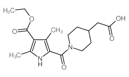 (1-{[4-(Ethoxycarbonyl)-3,5-dimethyl-1H-pyrrol-2-yl]carbonyl}piperidin-4-yl)acetic acid结构式