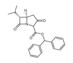 (2R,5R,6R)-benzhydryl 6-isopropyl-3,7-dioxo-1-azabicyclo[3.2.0]heptane-2-carboxylate结构式